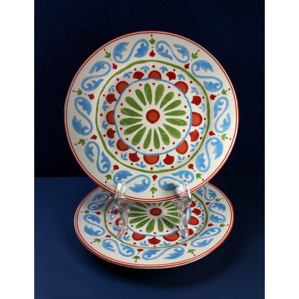 Dover & York Mediterranean Dinner Plates Set of 2 Colorful Spanish Ceramic